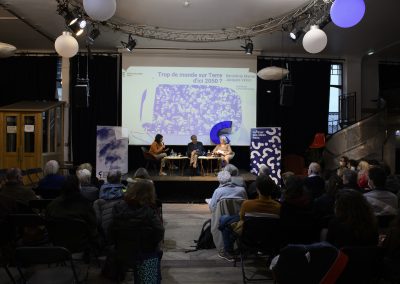 Clea Chakraverty, Jacques Véron et Bénédicte Manier à la Bellevilloise - Trop de monde sur Terre d'ici 2050 ? ©Frédéric Poletti-3