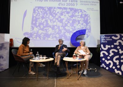 Clea Chakraverty, Jacques Véron et Bénédicte Manier à la Bellevilloise - Trop de monde sur Terre d'ici 2050 ? ©Frédéric Poletti-5