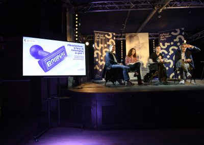 Nathalie Gallet, Ioana Manolescu, Sébastien Bohler et Grégoire Borst à la Bellevilloise - #NousSachons - le futur de l'information en péril ? © Frédéric Poletti-2